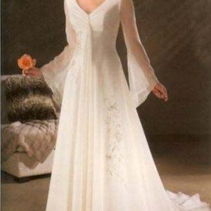 Whimsical Poet Sleeved Elvish Wedding Dress Boho